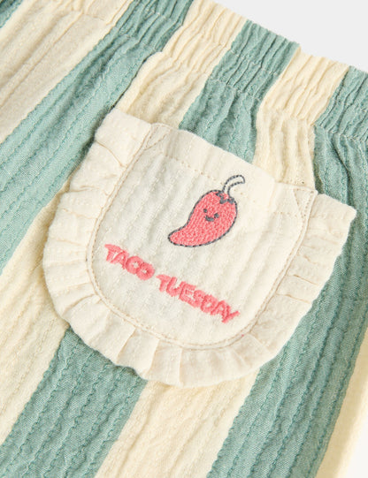 Pure Cotton Striped Taco Tuesday Trousers (0-5 Yrs)