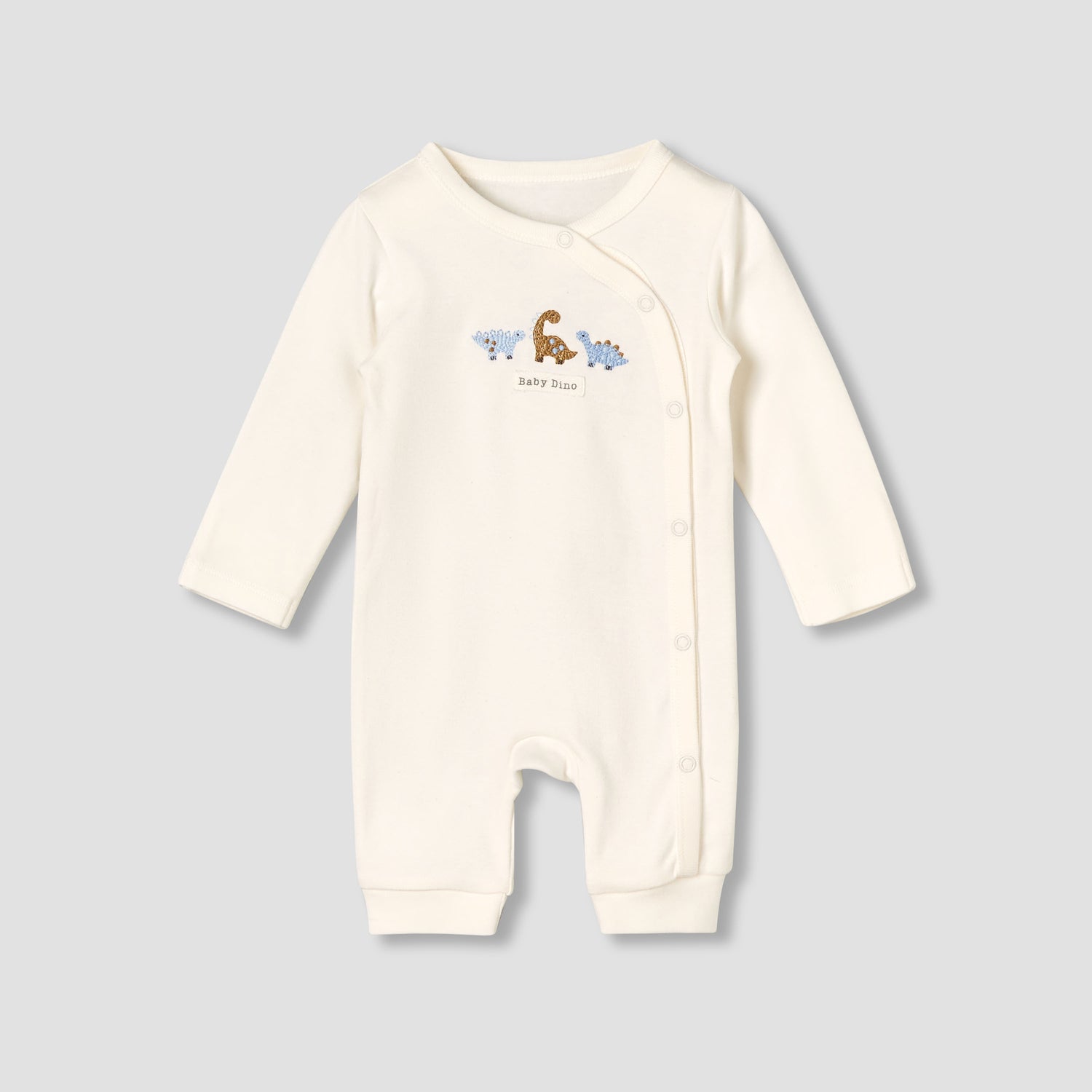 Pack of 3 Juniors Cotton Round Neck Long Sleeves Sleepsuit with Dinosaur Print