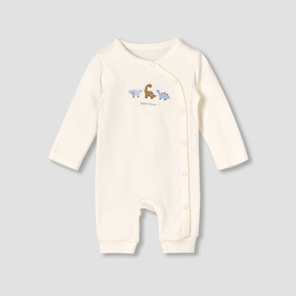 Pack of 3 Juniors Cotton Round Neck Long Sleeves Sleepsuit with Dinosaur Print