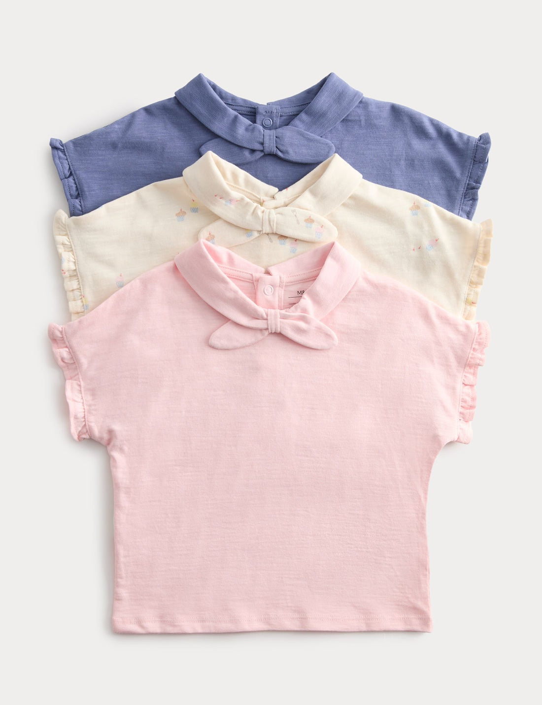 3 Pack Pure Cotton Neck Tie Tops (0-5 Yrs) - MULTI / 12-18 Months