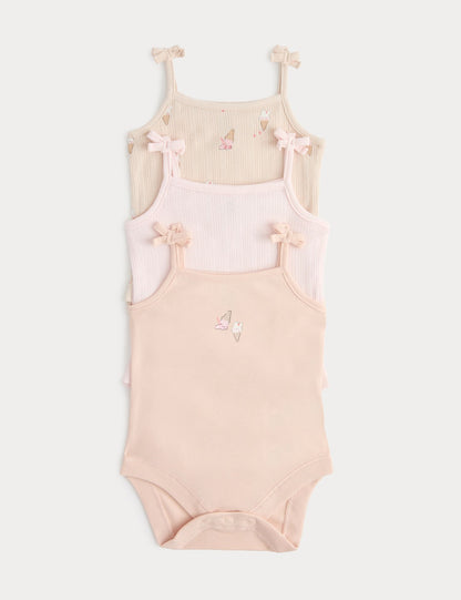 3 Pack Pure Cotton Ice Cream Bodysuits (0-36 Mths) - PINK / 12-18 Months