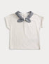 Pure Cotton Tie Neck T-Shirt (0 Mths-3 Yrs) - WHITE MIX / 12-18 Months