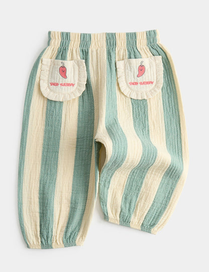 Pure Cotton Striped Taco Tuesday Trousers (0-5 Yrs)