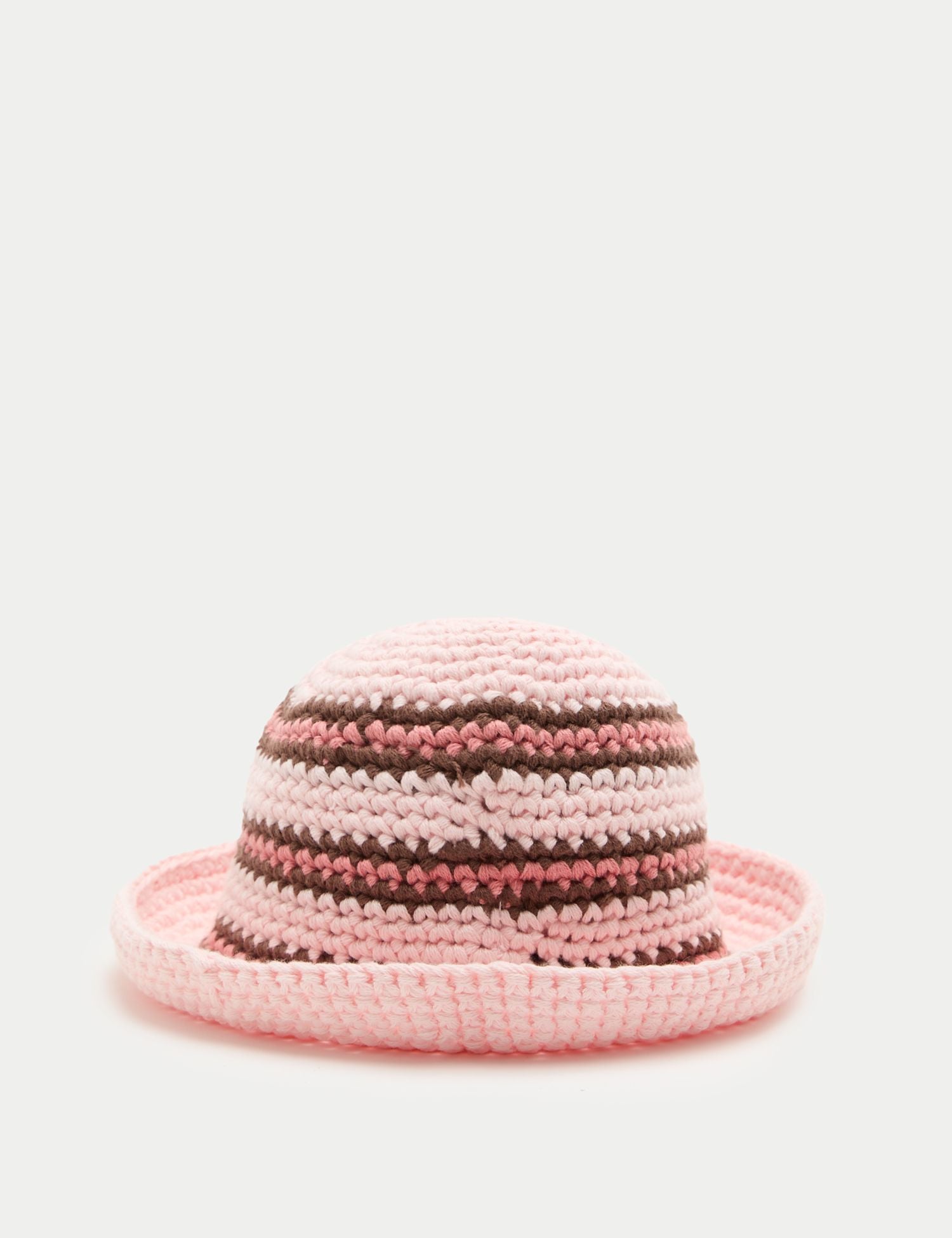 Baby Crochet Stripe Bucket Hat (0-36 Yrs) - PINK / 12-18 Months