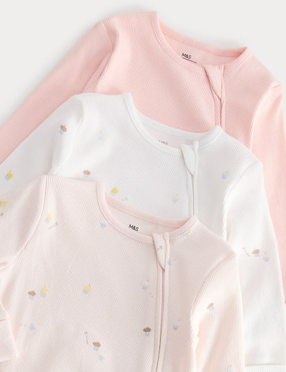 3 Pack Cotton Rich Sleepsuits (7lbs-3 Yrs)