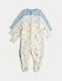 3 Pack Pure Cotton Plane Sleepsuits (5lbs-3 Yrs) - BLUE MIX / 12-18 Months
