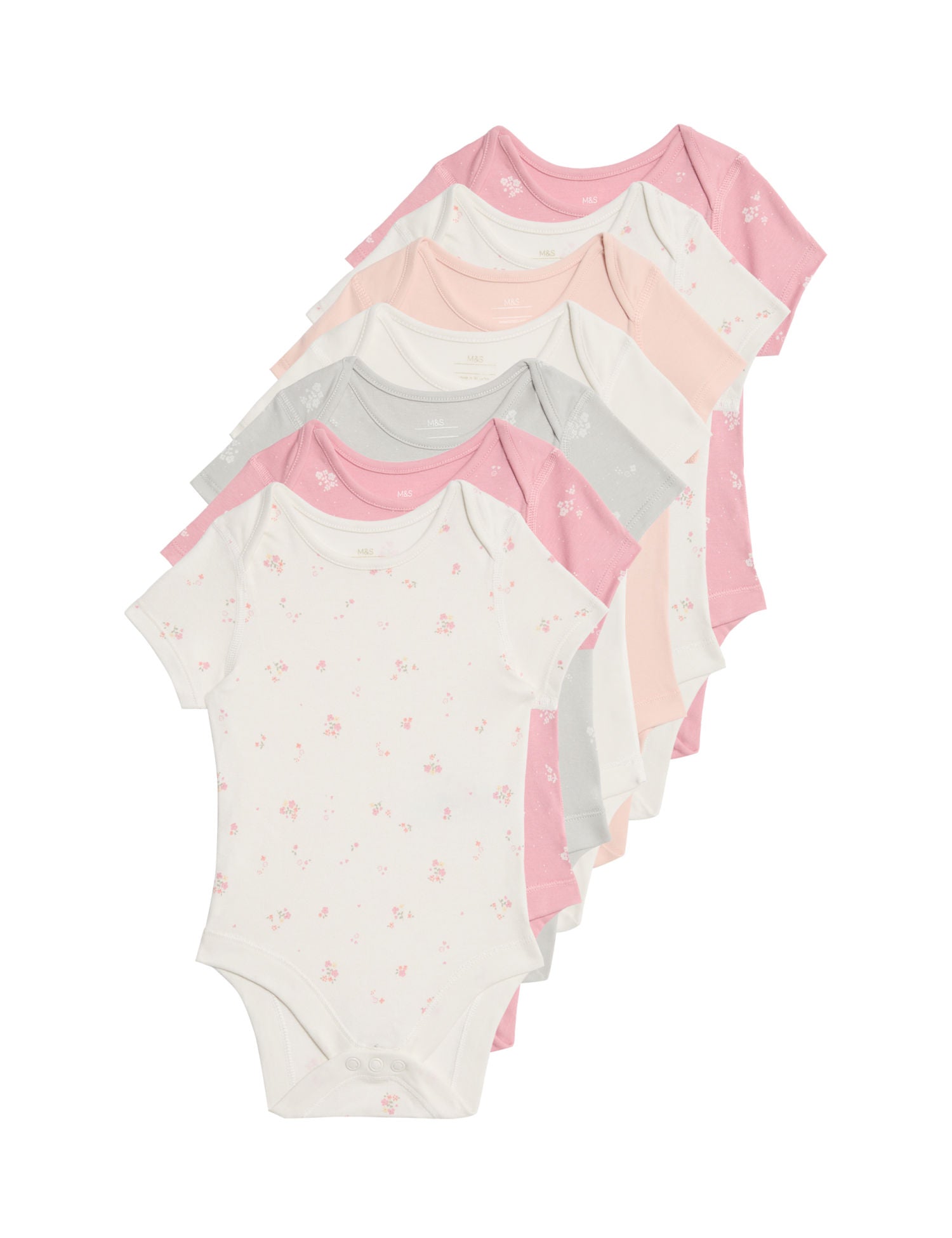 7 Pack Pure Cotton Floral Bodysuits (5lbs-3 Yrs)
