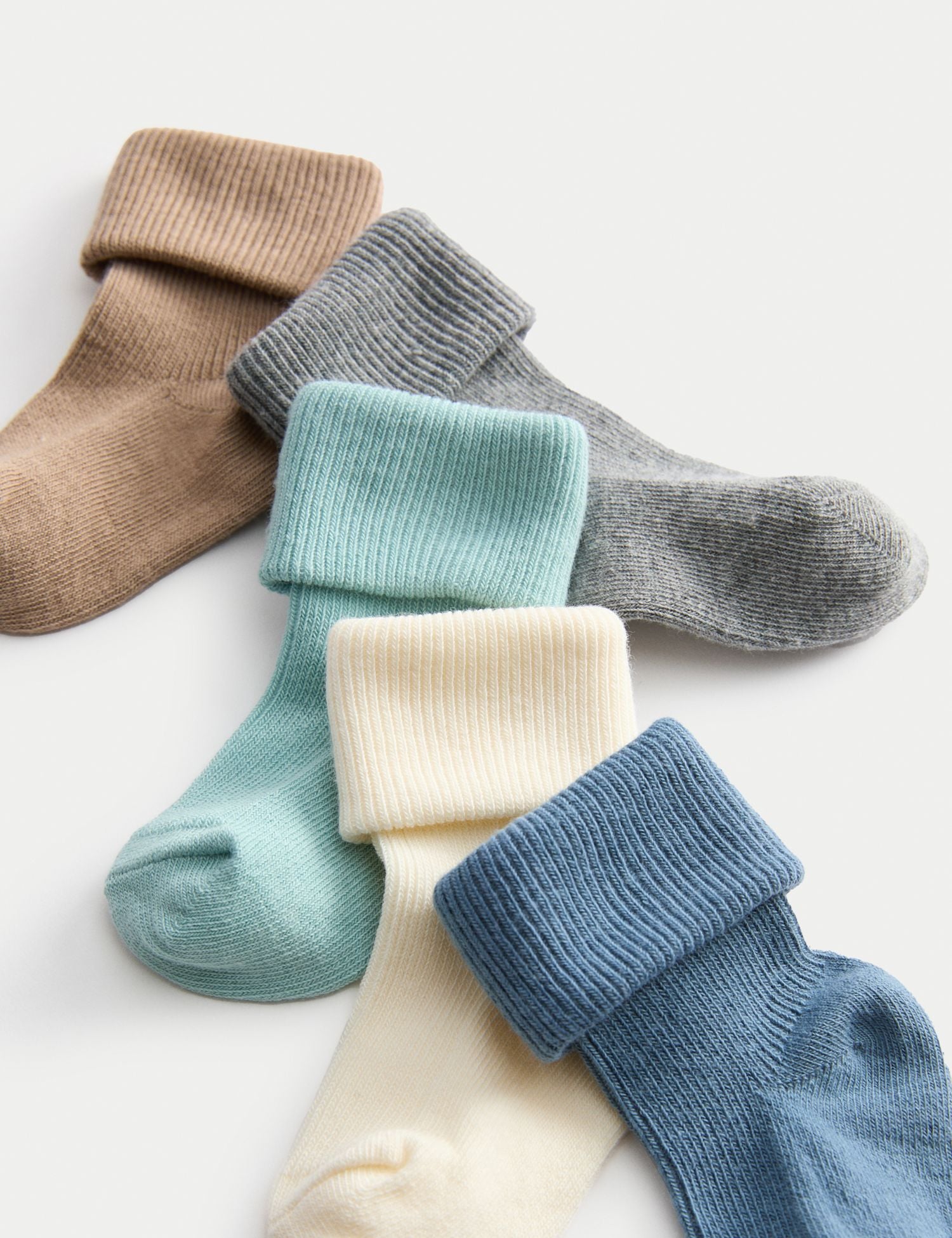 5 Pack Cotton Rich Ribbed Baby Socks (0-2 Yrs)