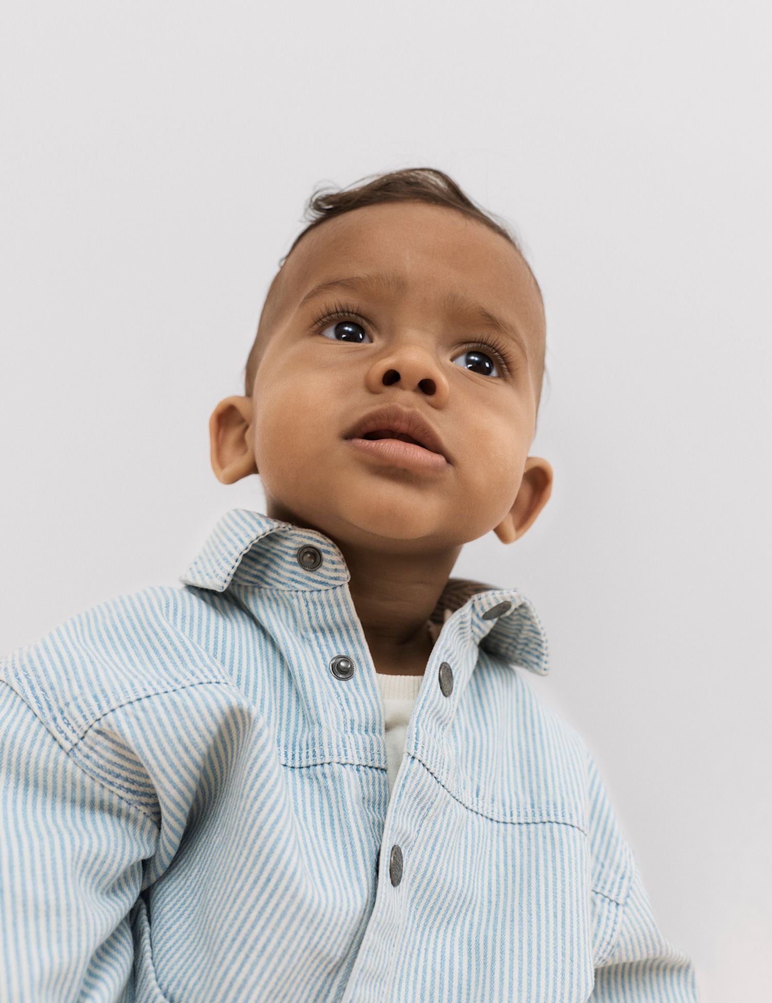 3 Piece Pure Cotton Blue Ticking Striped Outfit (0-3 Yrs)