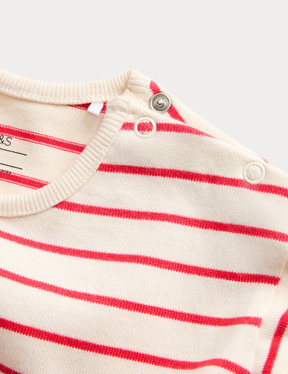 2 Piece Cotton Rich Striped Outfit (0-3 Yrs) - RED MIX / 12-18 Months