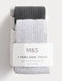 2 Pack Cotton Rich Ribbed Tights (0-3 Yrs) - LIGHT GREY MIX / 12-18 Months
