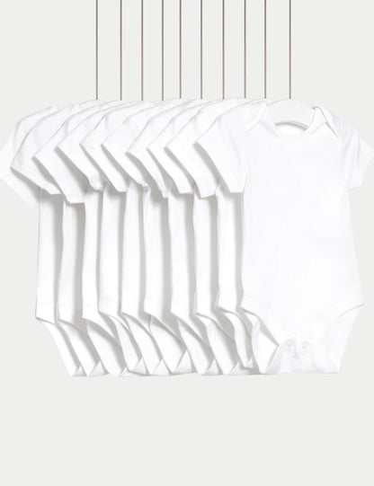 10 Pack Pure Cotton Short Sleeve Bodysuits (6&amp;