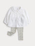 2pc Cotton Bow Blouse with Leggings (0-3 Yrs) - WHITE MIX / 6-9 Months