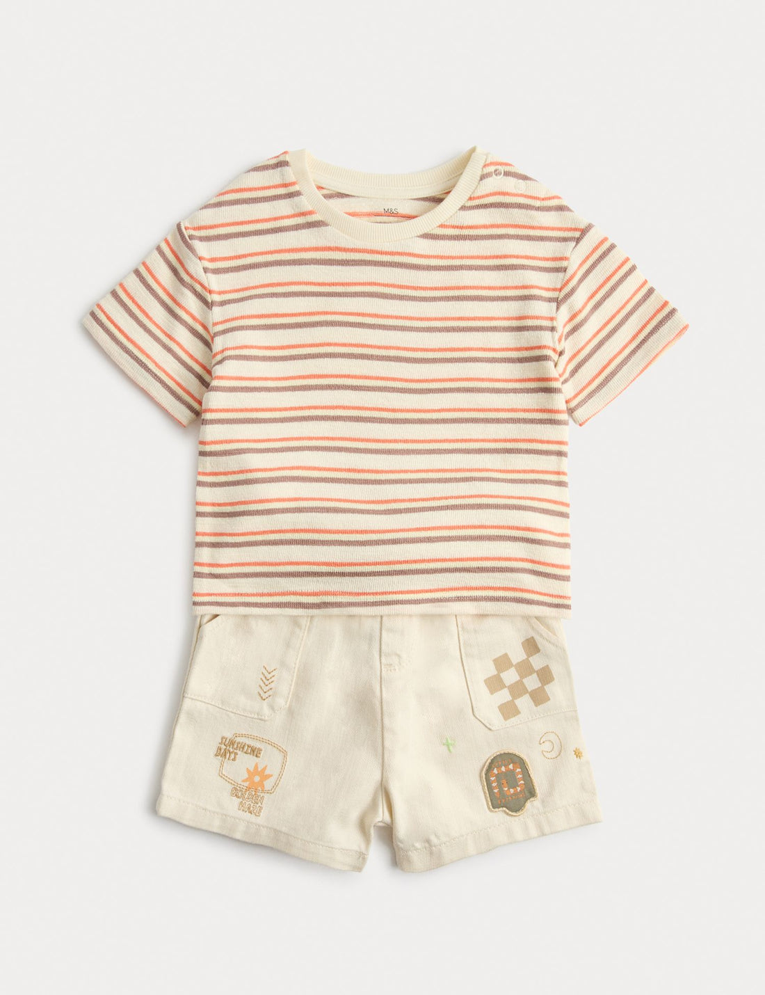 Stripe Top and Graphic Shorts Outfit (0 Months-5 Years)