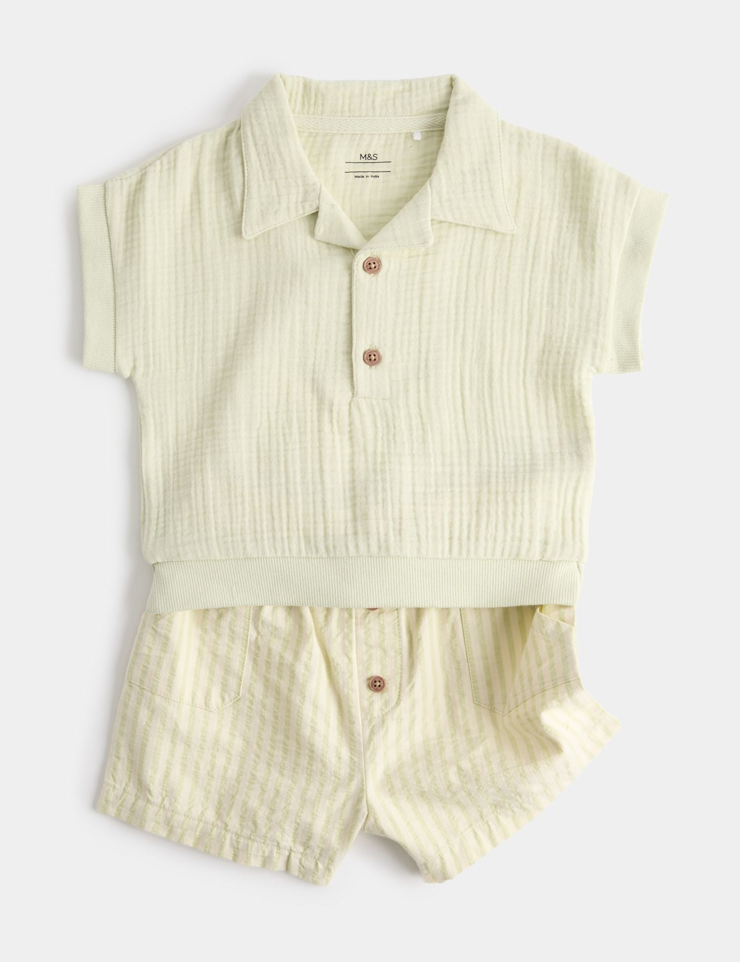 Triple Cloth Top And Short - GREEN / 12-18 Months