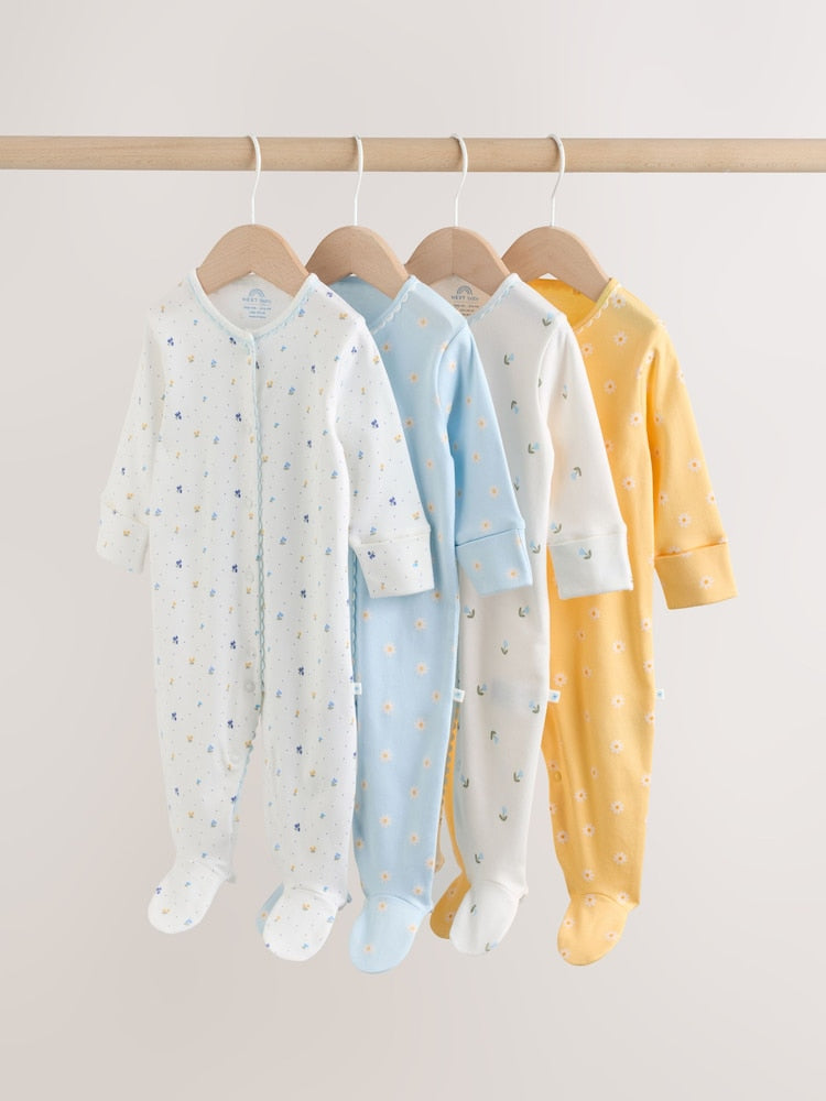 Blue/Yellow Baby Sleepsuits 4 Pack (0mths-2yrs)