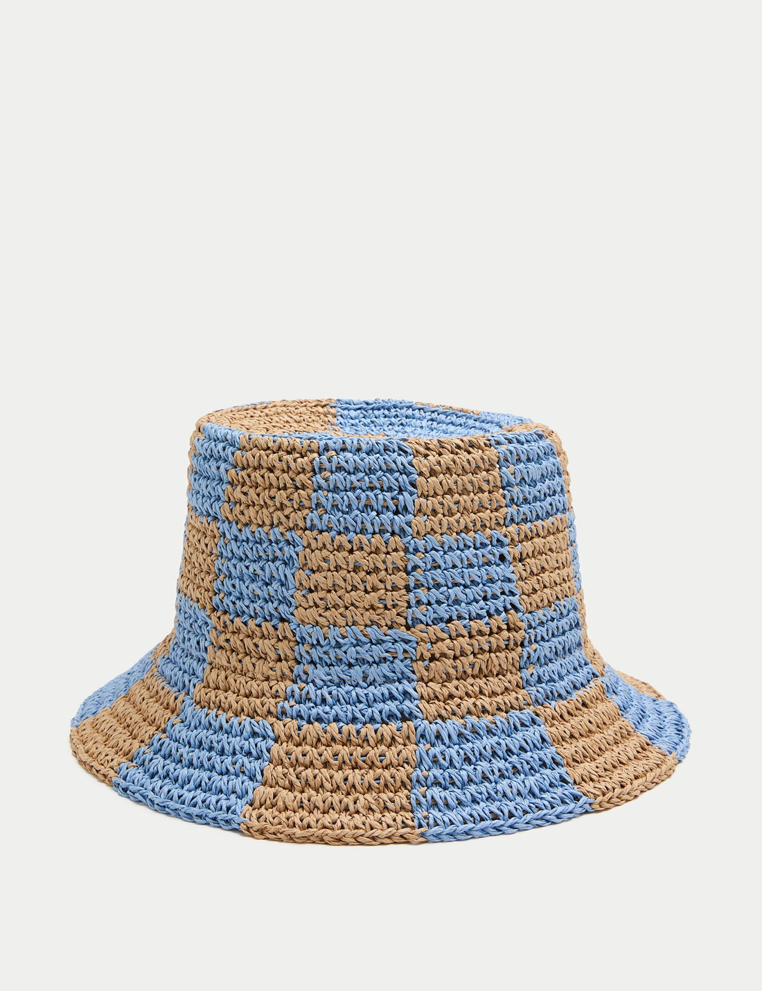 Straw Checkerboard Bucket Hat - NATURAL MIX / Small-Medium