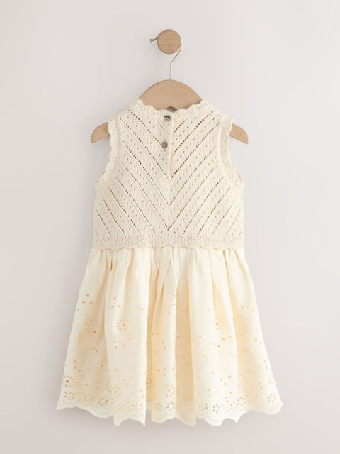 Ecru Embroidered pointelle Dress (3mths-7yrs)