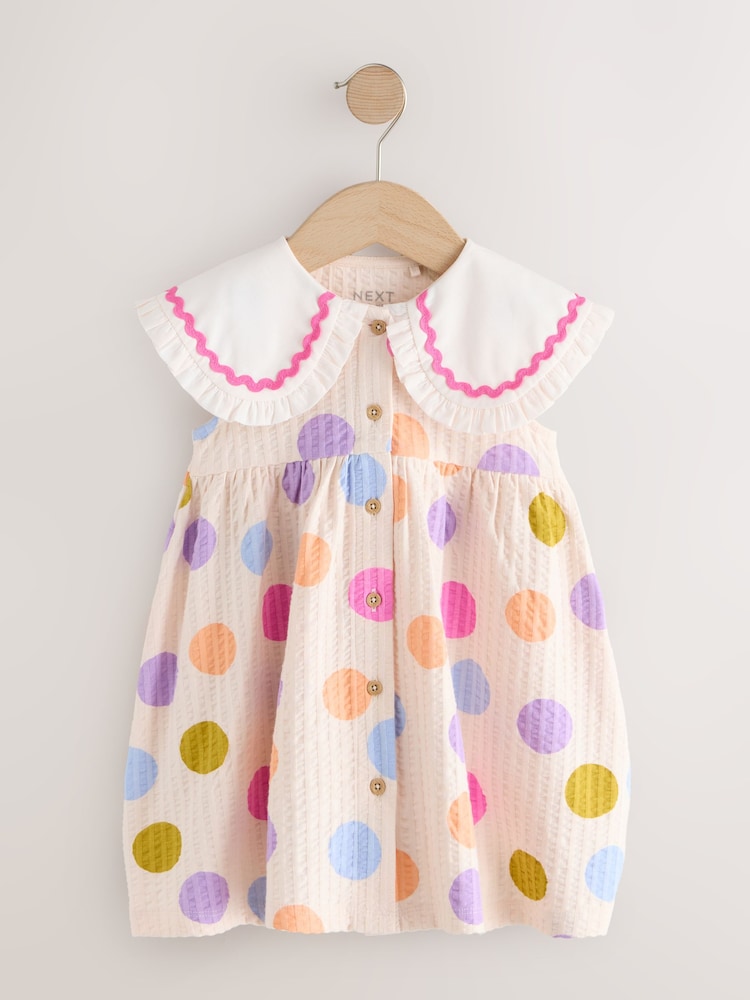 Rainbow Spot Collared Summer Dress (3mths-7yrs)