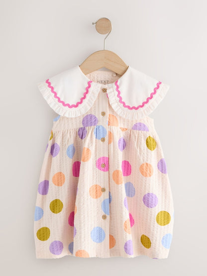 Rainbow Spot Collared Summer Dress (3mths-7yrs)