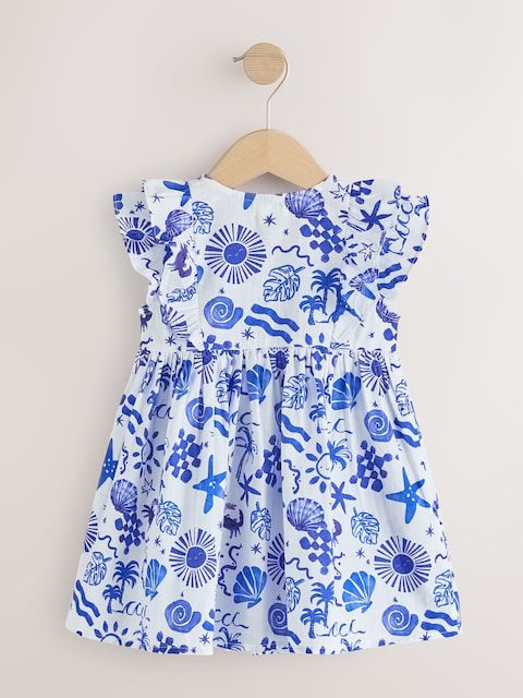 Seaside Print Double Ruffle Sleeve Dress (3mths-8yrs)