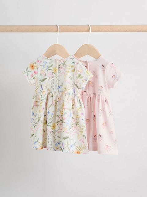 Pink Fairy Baby Short Sleeve Dresse 2 Pack (0mths-3yrs)