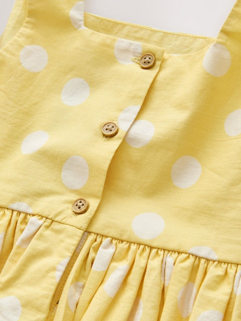 Yellow Lemon Spot Bow Front Prom Dress (3mths-8yrs)