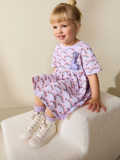 Lilac Bunny Jersey Dress (3mths-7yrs)