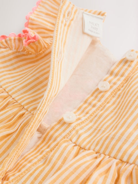 Orange Stripe Woven Baby Dress and Knickers Set 2 Piece (0mths-2yrs)