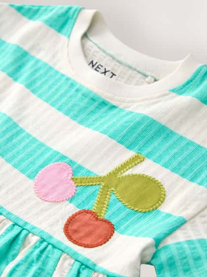 Turquoise Stripe Jersey Dress (3mths-7yrs)