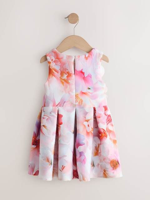 Pink Floral Scuba Occasion Dress (3mths-7yrs)