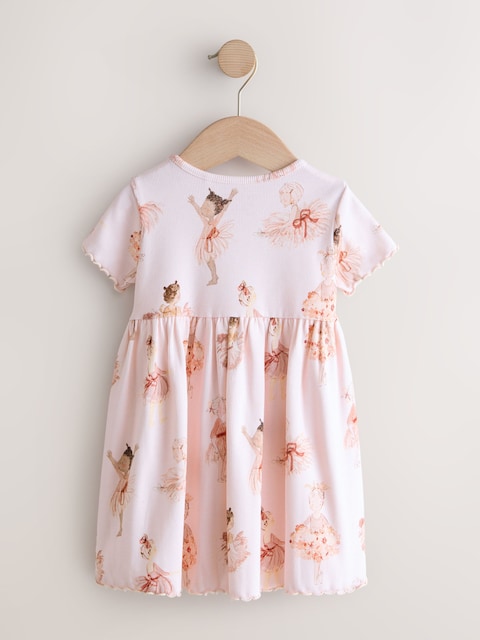 Pink Ballerina Short Sleeve Ribbed Dress (3mths-7yrs)