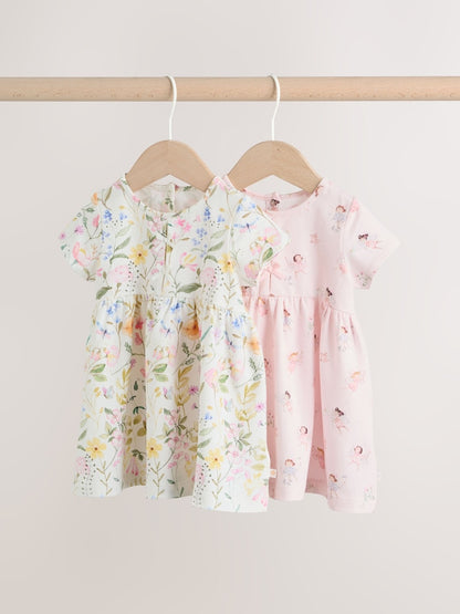 Pink Fairy Baby Short Sleeve Dresse 2 Pack (0mths-3yrs)