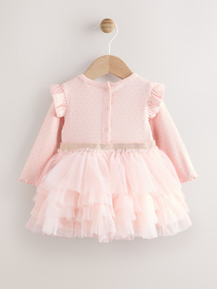 Pink Baby Long Sleeve Tutu Dress (0mths-2yrs)