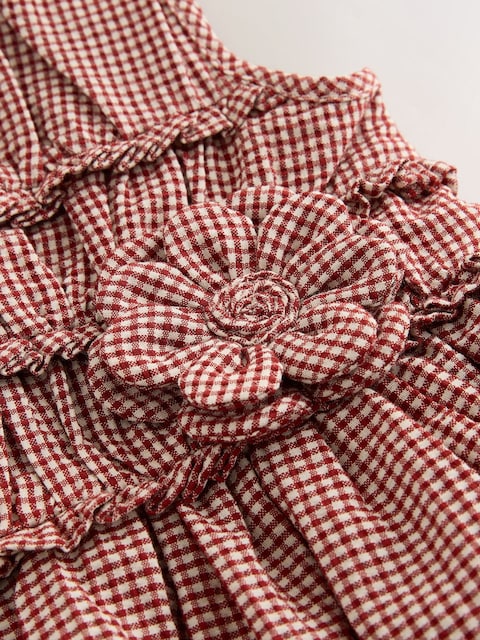 Chocolate Brown Gingham Corsage Dress (3mths-8yrs)