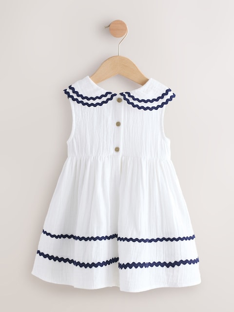 White Ric Rac Collar Dress (3mths-8yrs)