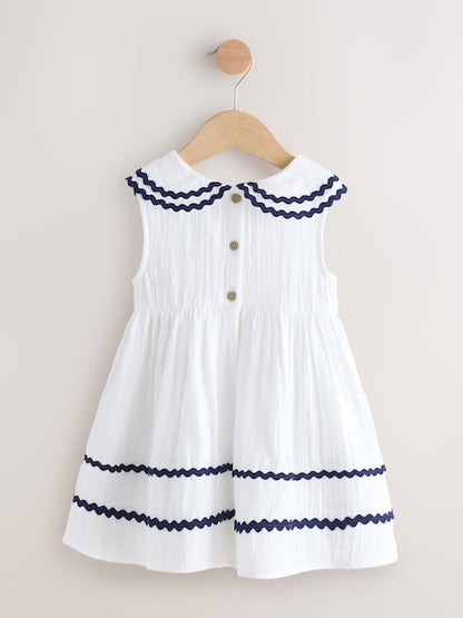 White Ric Rac Collar Dress (3mths-8yrs)