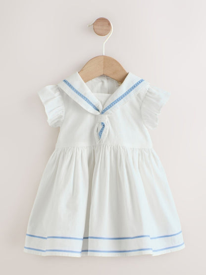 White Woven Baby Dress (0mths-2yrs)