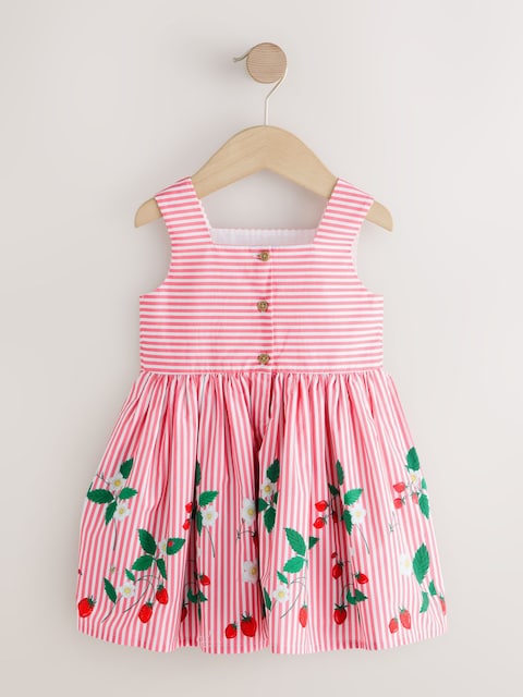 Red Strawberry Stripe Bow Front Prom Dress (3mths-8yrs)