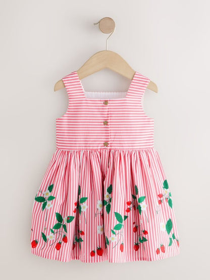 Red Strawberry Stripe Bow Front Prom Dress (3mths-8yrs)