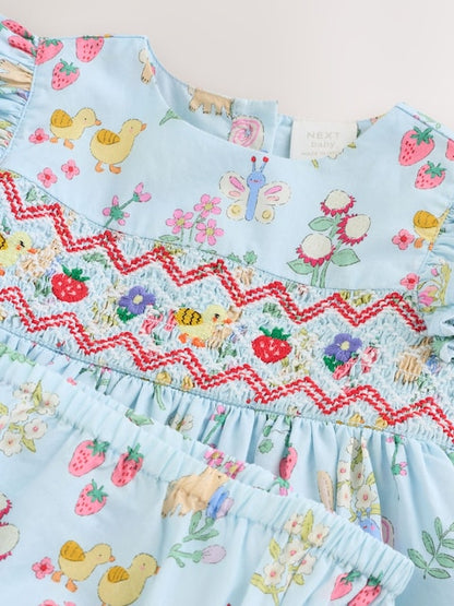 Blue Woven Baby Dress and Knickers Set 2 Piece (0mths-2yrs)