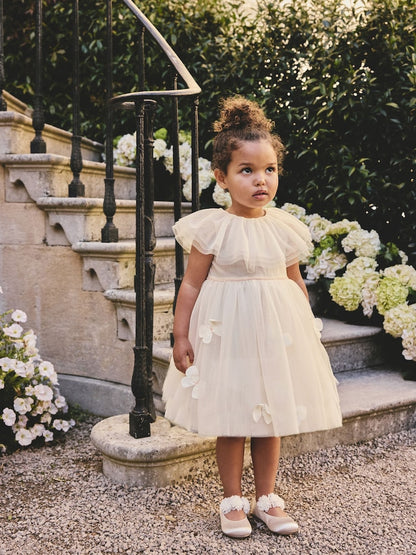White Ruffle Collar Mesh Dress (3mths-7yrs)