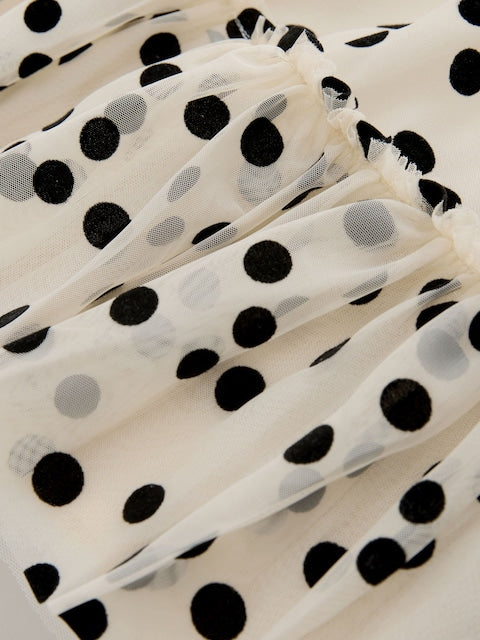Monochrome Spot Mesh Party Dress (3mths-7yrs)