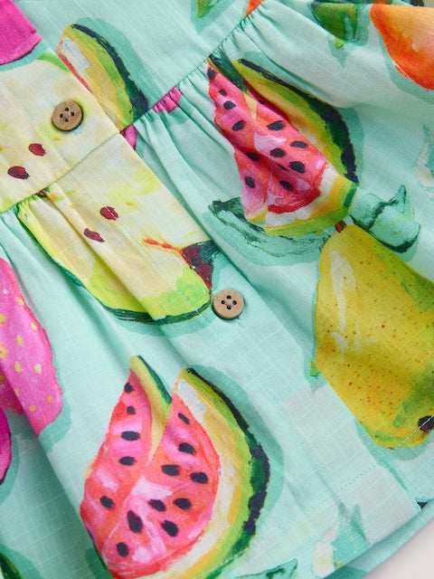 Fruit Print Short Sleeve Cotton Dress (3mths-8yrs)