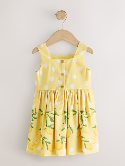 Yellow Lemon Spot Bow Front Prom Dress (3mths-8yrs)