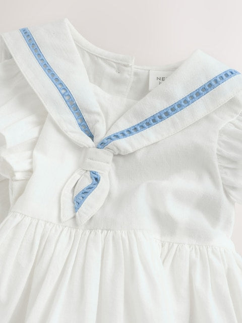 White Woven Baby Dress (0mths-2yrs)