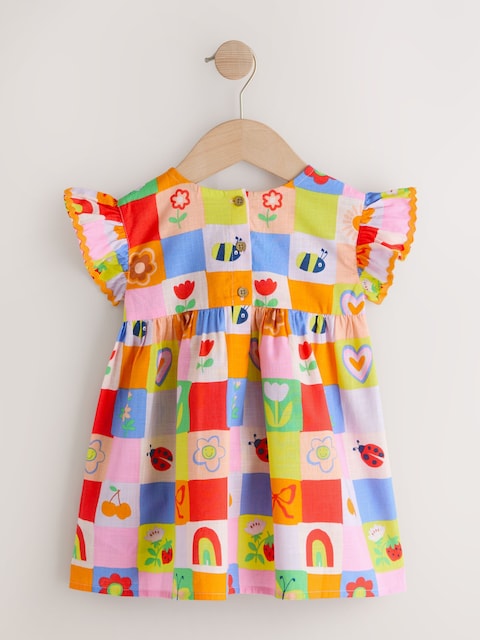 Multi Character Ric Rac Frill Sleeve Dress (3mths-8yrs)