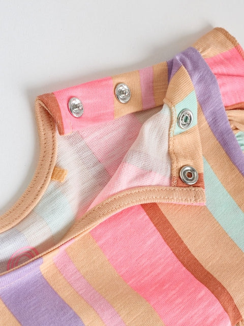 White Floral/ Pink Stripe Baby Short Sleeve Dresse 2 Pack (0mths-3yrs)