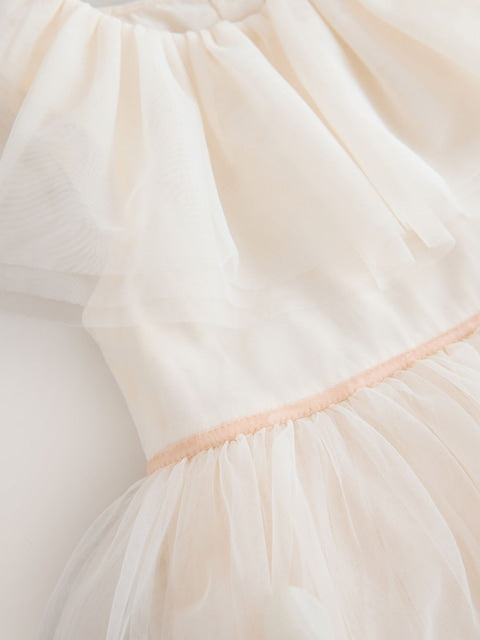 White Ruffle Collar Mesh Dress (3mths-7yrs)