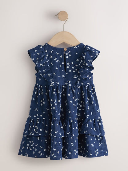 Navy Tiered Summer Dress (3mths-7yrs)